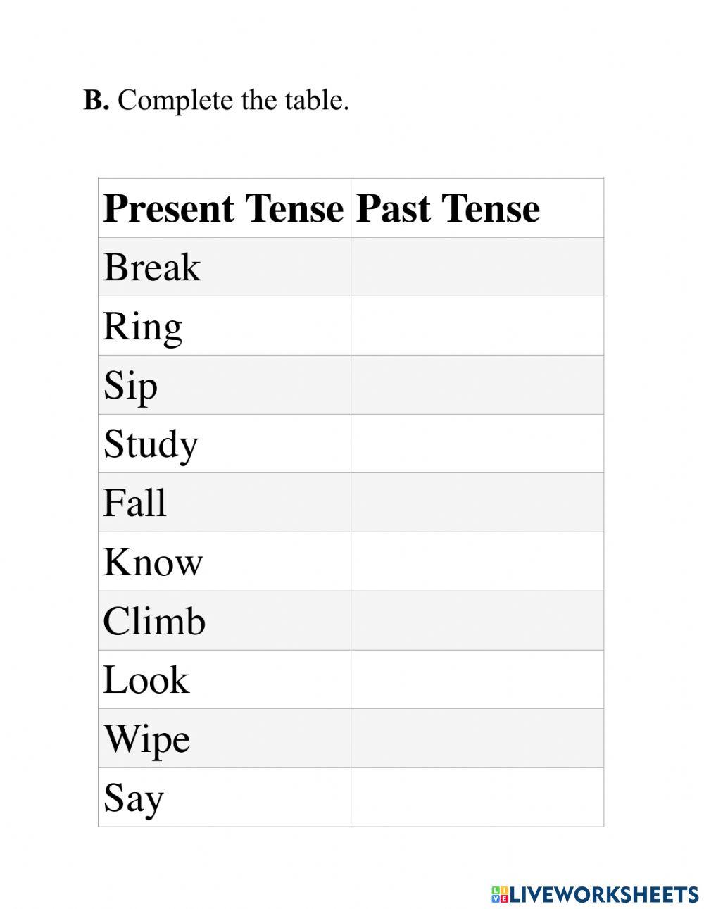 Present tense past tense past participle words list pdf | Word list,  English grammar pdf, Simple past tense